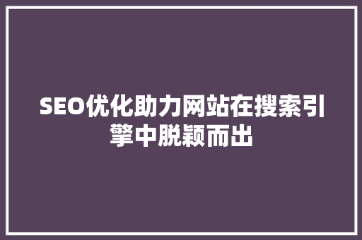 SEO优化助力网站在搜索引擎中脱颖而出