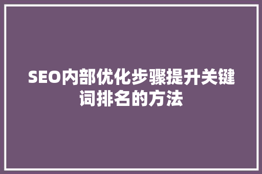 SEO内部优化步骤提升关键词排名的方法