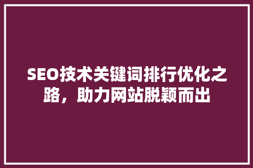 SEO技术关键词排行优化之路，助力网站脱颖而出