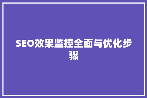 SEO效果监控全面与优化步骤