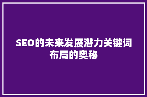 SEO的未来发展潜力关键词布局的奥秘 百度算法