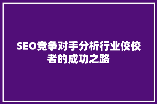 SEO竞争对手分析行业佼佼者的成功之路