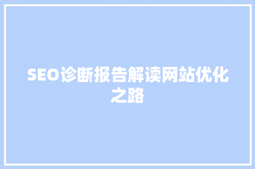 SEO诊断报告解读网站优化之路