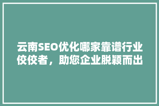 云南SEO优化哪家靠谱行业佼佼者，助您企业脱颖而出 360搜优化
