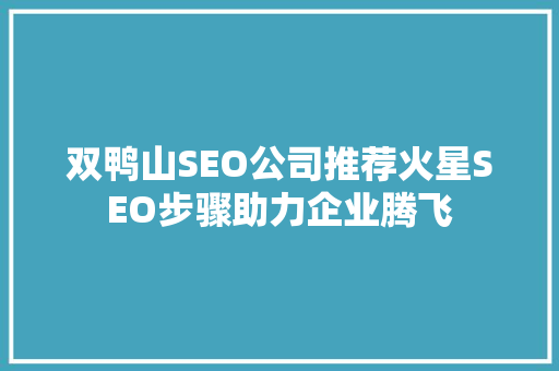 双鸭山SEO公司推荐火星SEO步骤助力企业腾飞
