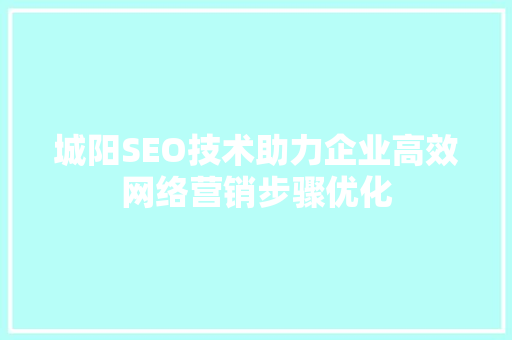 城阳SEO技术助力企业高效网络营销步骤优化 小程序开发