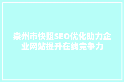 崇州市快照SEO优化助力企业网站提升在线竞争力