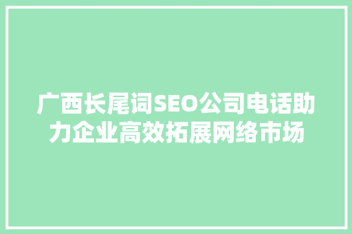广西长尾词SEO公司电话助力企业高效拓展网络市场