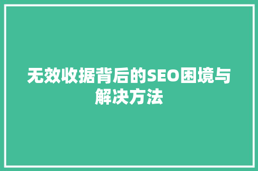 无效收据背后的SEO困境与解决方法 网站优化