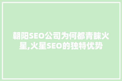 朝阳SEO公司为何都青睐火星,火星SEO的独特优势 搜狗优化