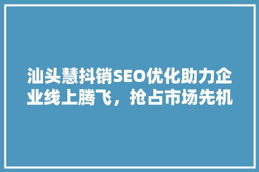 汕头慧抖销SEO优化助力企业线上腾飞，抢占市场先机