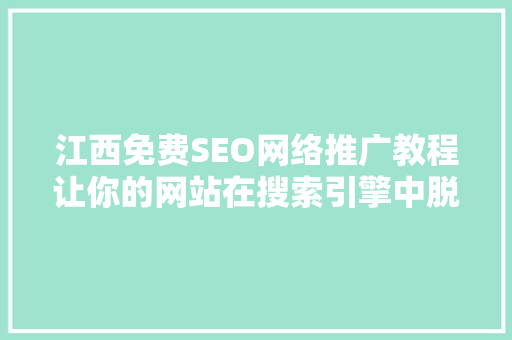 江西免费SEO网络推广教程让你的网站在搜索引擎中脱颖而出