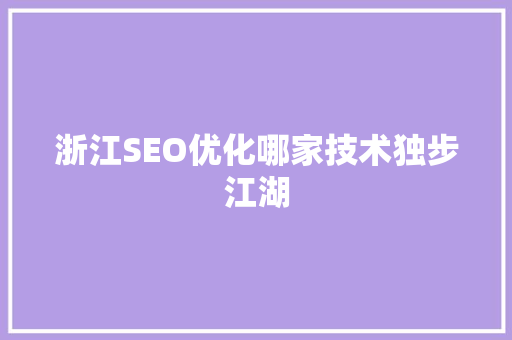 浙江SEO优化哪家技术独步江湖
