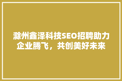 滁州鑫泽科技SEO招聘助力企业腾飞，共创美好未来