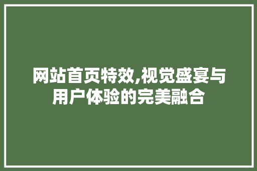 网站首页特效,视觉盛宴与用户体验的完美融合 网站首页特效,视觉盛宴与用户体验的完美融合 搜狗优化