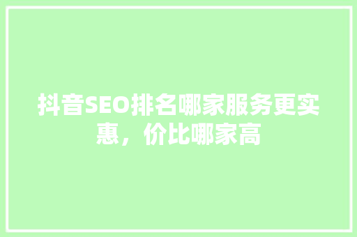 抖音SEO排名哪家服务更实惠，价比哪家高
