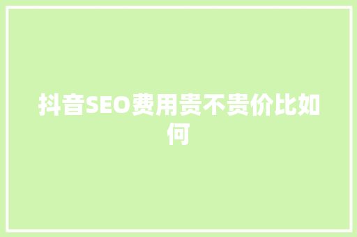 抖音SEO费用贵不贵价比如何
