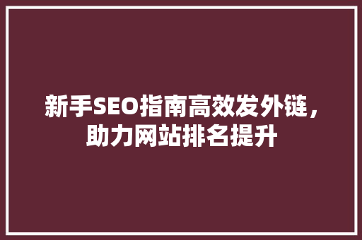 新手SEO指南高效发外链，助力网站排名提升