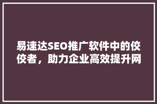 易速达SEO推广软件中的佼佼者，助力企业高效提升网站排名