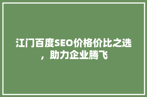 江门百度SEO价格价比之选，助力企业腾飞