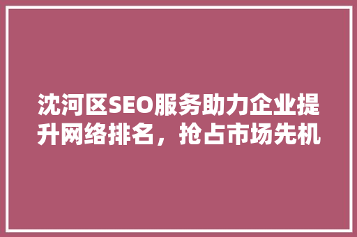 沈河区SEO服务助力企业提升网络排名，抢占市场先机 seo技术