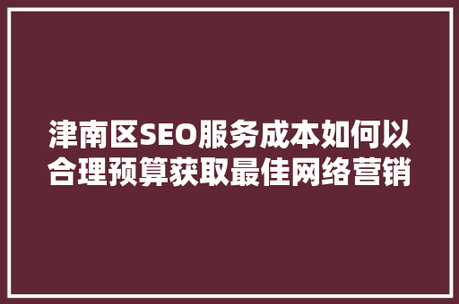 津南区SEO服务成本如何以合理预算获取最佳网络营销效果