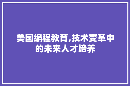 美国编程教育,技术变革中的未来人才培养