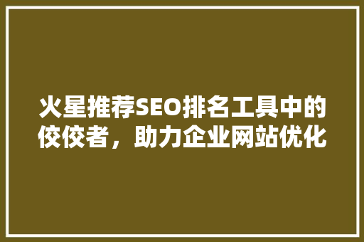 火星推荐SEO排名工具中的佼佼者，助力企业网站优化脱颖而出