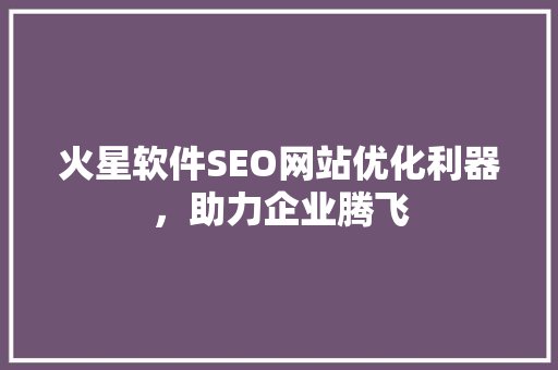 火星软件SEO网站优化利器，助力企业腾飞