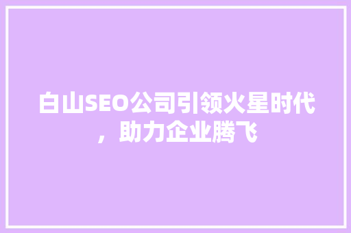 白山SEO公司引领火星时代，助力企业腾飞
