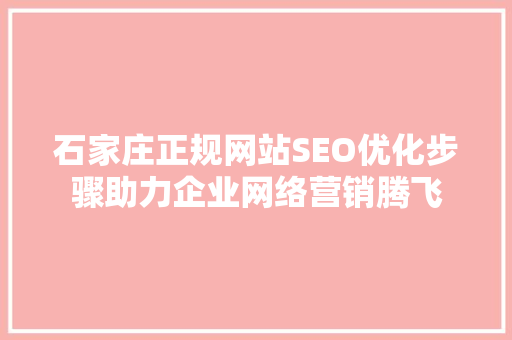 石家庄正规网站SEO优化步骤助力企业网络营销腾飞