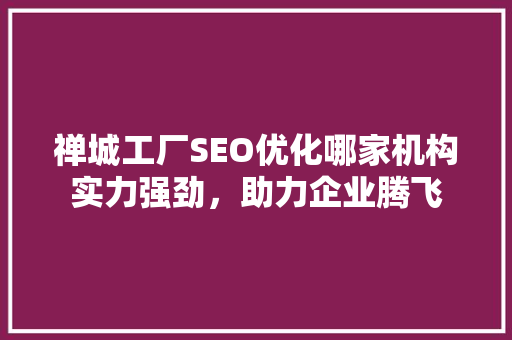 禅城工厂SEO优化哪家机构实力强劲，助力企业腾飞