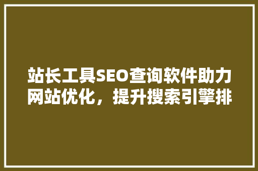 站长工具SEO查询软件助力网站优化，提升搜索引擎排名