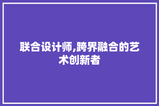 联合设计师,跨界融合的艺术创新者 联合设计师,跨界融合的艺术创新者 网站优化