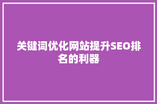 关键词优化网站提升SEO排名的利器