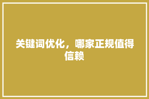 关键词优化，哪家正规值得信赖