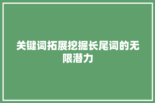 关键词拓展挖掘长尾词的无限潜力