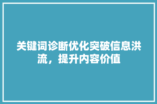 关键词诊断优化突破信息洪流，提升内容价值 360搜优化