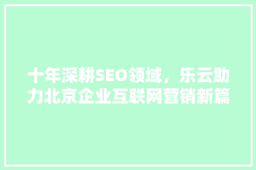 十年深耕SEO领域，乐云助力北京企业互联网营销新篇章 网站开发