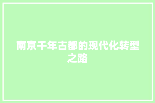 南京千年古都的现代化转型之路 百度算法