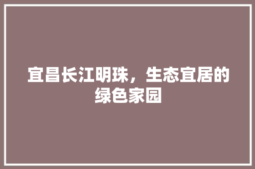 宜昌长江明珠，生态宜居的绿色家园 AI技术学习