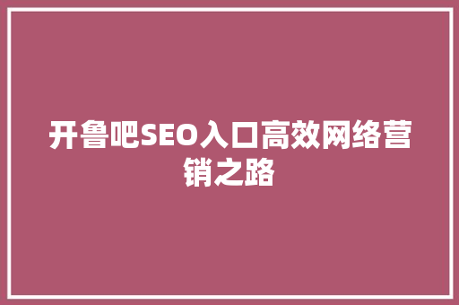 开鲁吧SEO入口高效网络营销之路 360搜优化