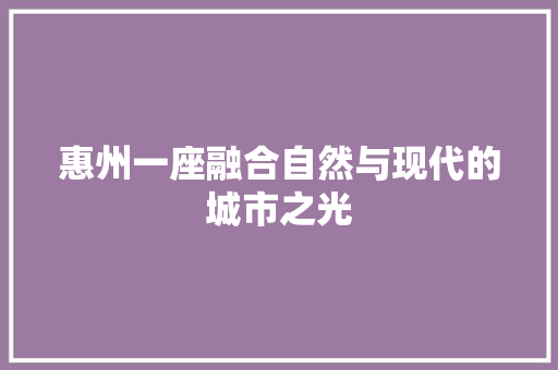 惠州一座融合自然与现代的城市之光