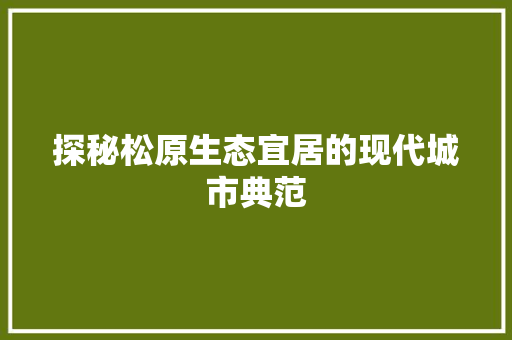 探秘松原生态宜居的现代城市典范 seo技术