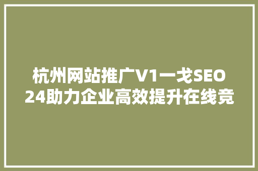 杭州网站推广V1一戈SEO24助力企业高效提升在线竞争力