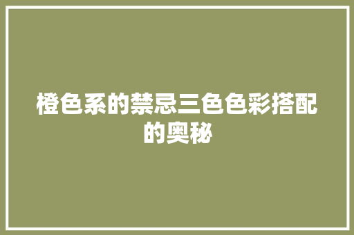橙色系的禁忌三色色彩搭配的奥秘 英文谷歌算法