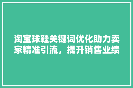 淘宝球鞋关键词优化助力卖家精准引流，提升销售业绩