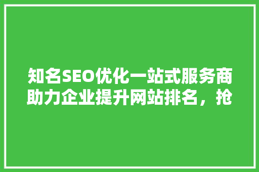 知名SEO优化一站式服务商助力企业提升网站排名，抢占市场先机