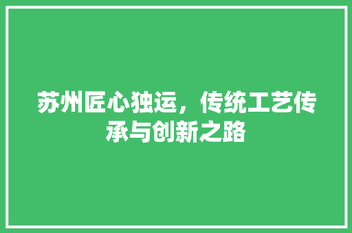 苏州匠心独运，传统工艺传承与创新之路 360搜优化