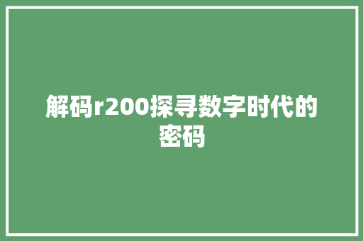 解码r200探寻数字时代的密码